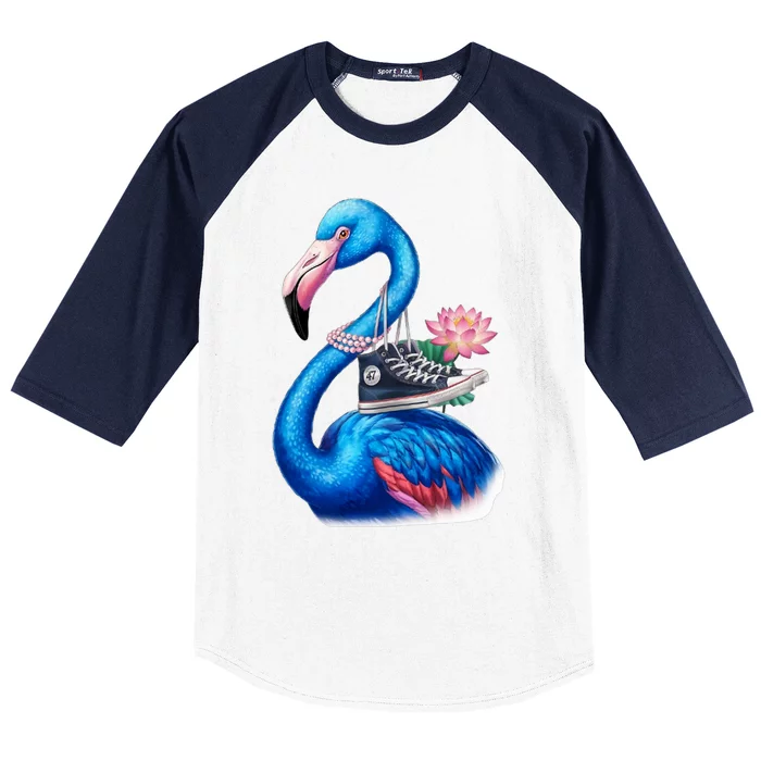 Kamala The Stylish Flamingo Takes Flight Baseball Sleeve Shirt