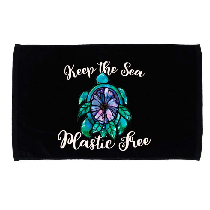 Keep The Sea Plastic Free Sea Turtle Cool Gift Microfiber Hand Towel