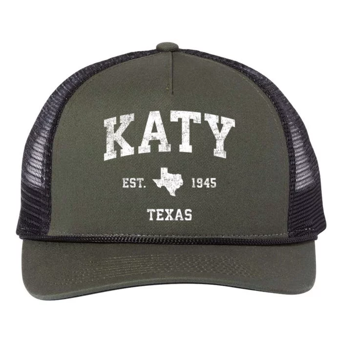 Katy Texas Tx Vintage Athletic Sports Design Established Retro Rope Trucker Hat Cap