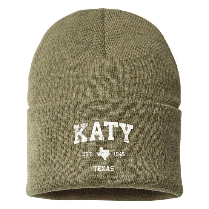 Katy Texas Tx Vintage Athletic Sports Design Established Sustainable Knit Beanie