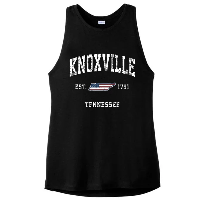 Knoxville Tennessee Tn Vintage American Flag Sports Design Ladies Tri-Blend Wicking Tank