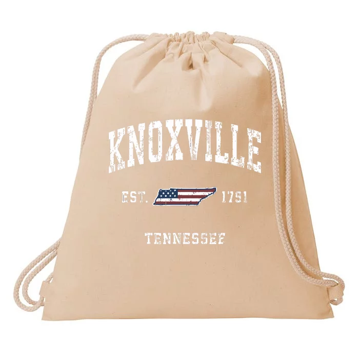 Knoxville Tennessee Tn Vintage American Flag Sports Design Drawstring Bag