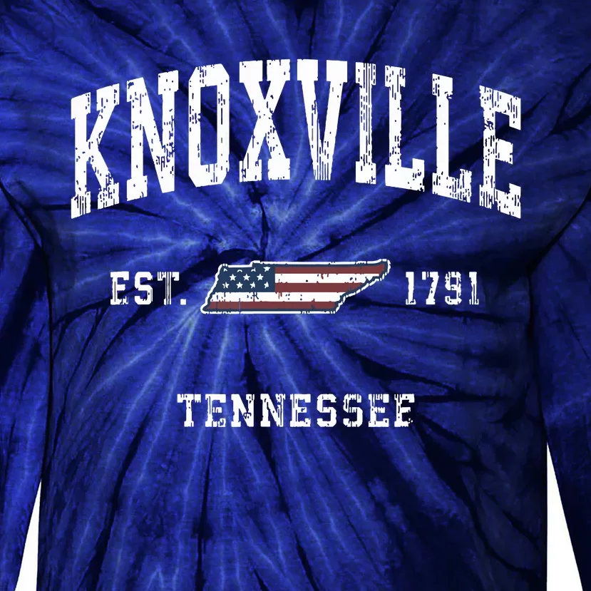 Knoxville Tennessee Tn Vintage American Flag Sports Design Tie-Dye Long Sleeve Shirt