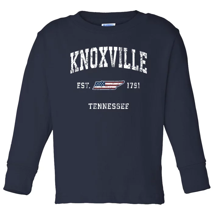 Knoxville Tennessee Tn Vintage American Flag Sports Design Toddler Long Sleeve Shirt