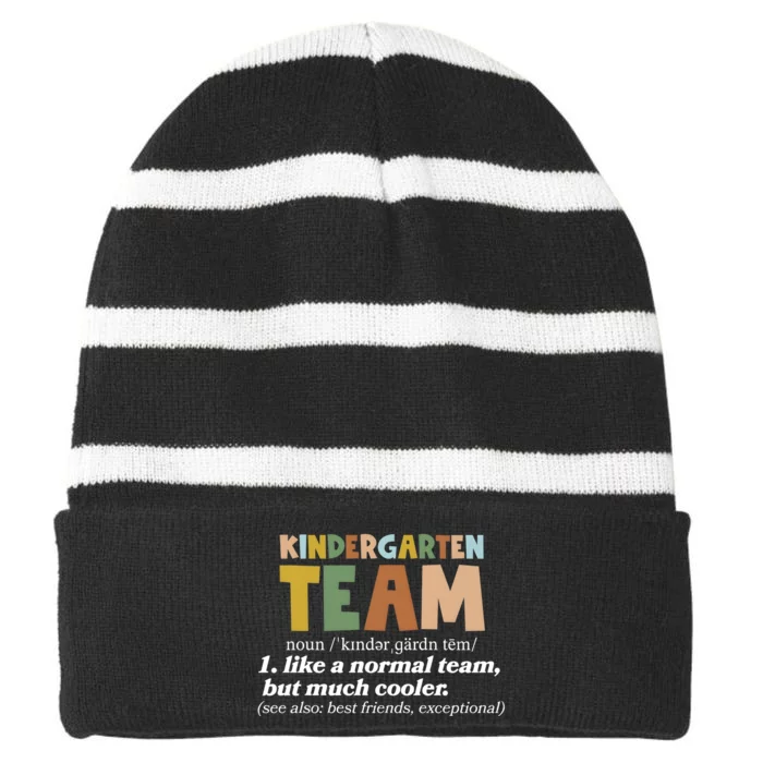 Kindergarten Teacher Team Striped Beanie with Solid Band