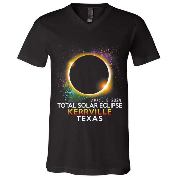 Kerrville Texas Totality Total Solar Eclipse April 8 2024 V-Neck T-Shirt