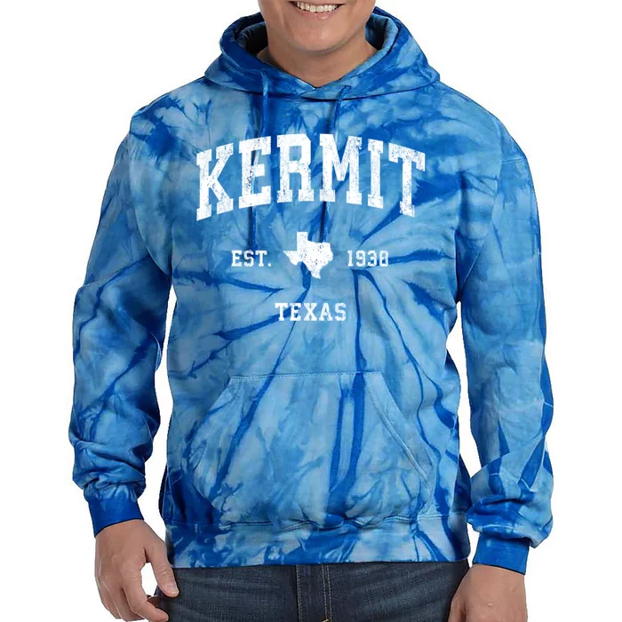 Kermit Texas Tx Vintage Athletic Sports Tie Dye Hoodie