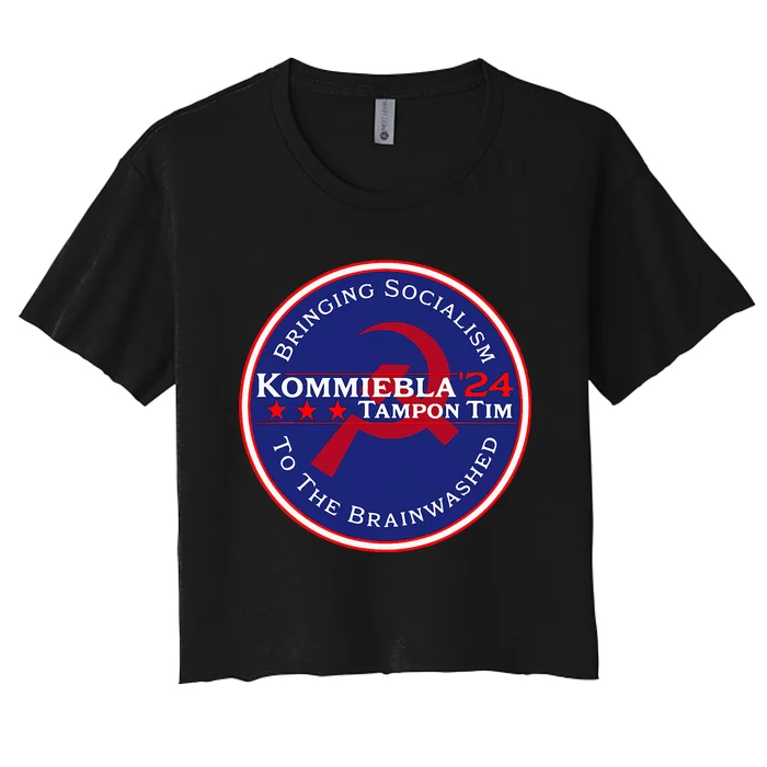 Kommiebla Tampon Tim 24 Political Satire Women's Crop Top Tee