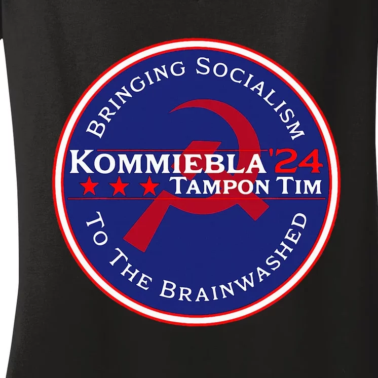 Kommiebla Tampon Tim 24 Political Satire Women's V-Neck T-Shirt