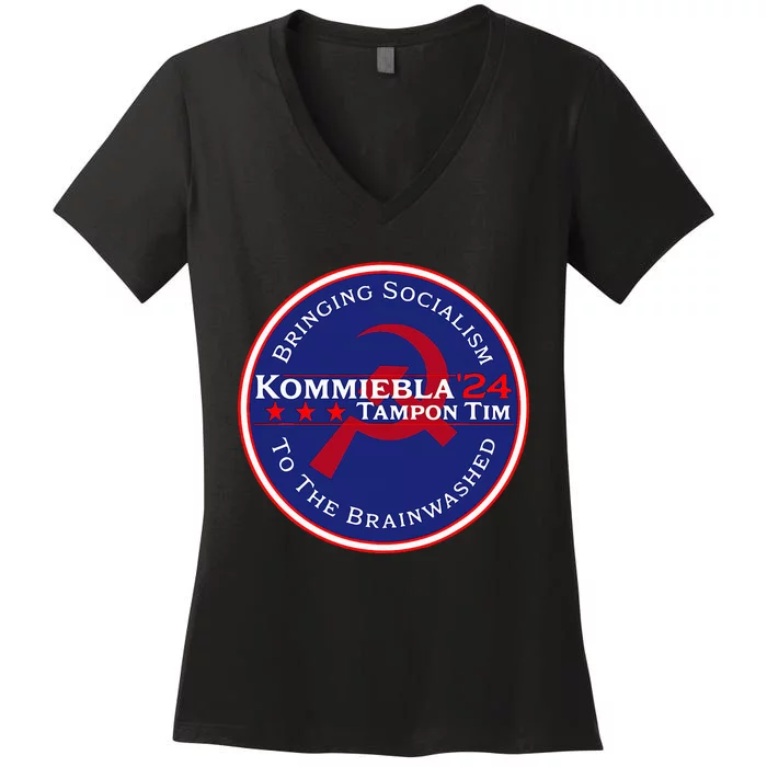 Kommiebla Tampon Tim 24 Political Satire Women's V-Neck T-Shirt