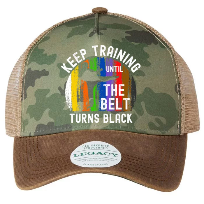 Keep Training Until Belt Turns Black Karate Taekwondo Judo Legacy Tie Dye Trucker Hat