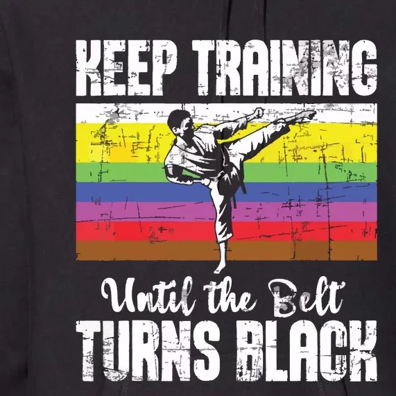 Keep Training Until The Belt Turns Black Karate Taekwondo Premium Hoodie