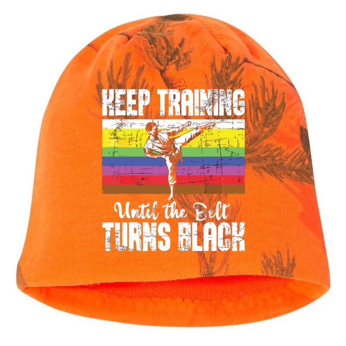 Keep Training Until The Belt Turns Black Karate Taekwondo Kati - Camo Knit Beanie