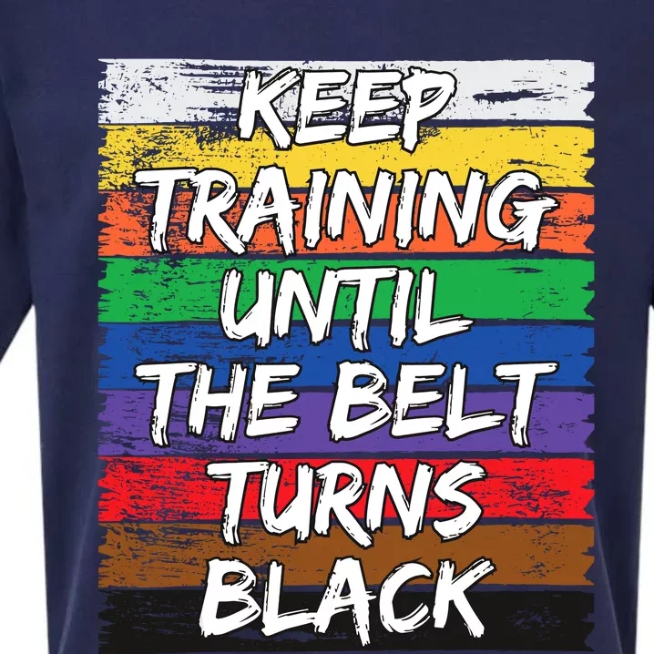 Keep Training Until The Belt Turns Black Distressed Karate Sueded Cloud Jersey T-Shirt