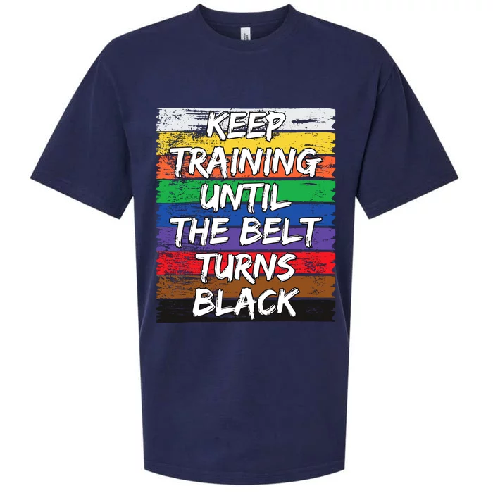 Keep Training Until The Belt Turns Black Distressed Karate Sueded Cloud Jersey T-Shirt