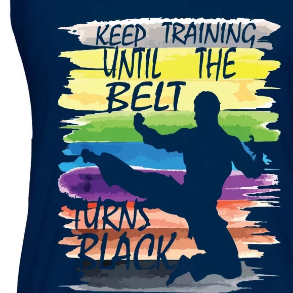 Keep Training Until The Belt Turns Black Karate Boy Ladies Essential Flowy Tank