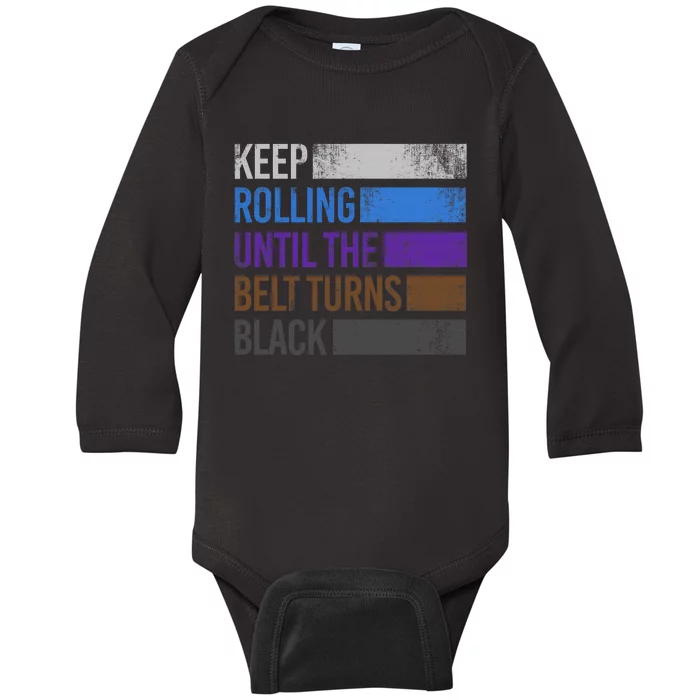 Keep training until the belt turns black Karate Baby Long Sleeve Bodysuit