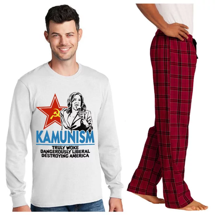 Kammunism Truly Woke Dangerously Liberal Destroying America Kamala Harris Long Sleeve Pajama Set