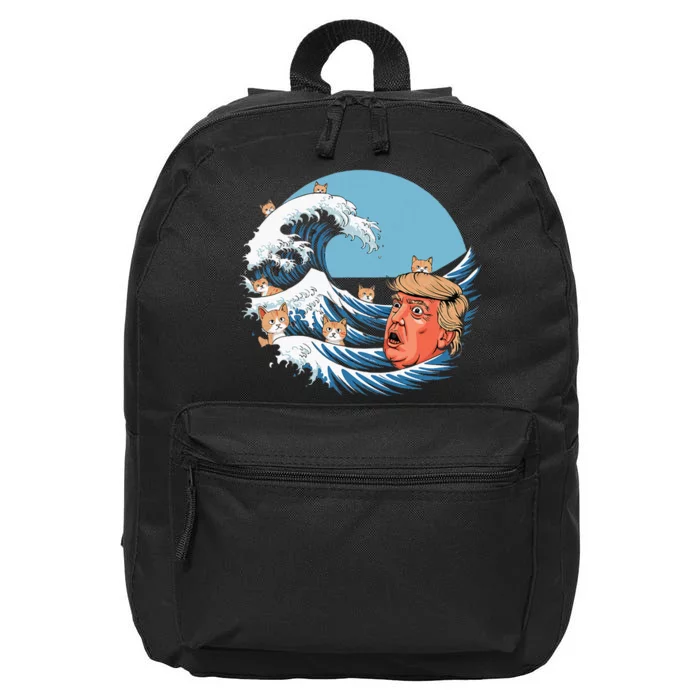 Kamala T Women Kamala Merchandise Blue Cat Wave Trump 16 in Basic Backpack