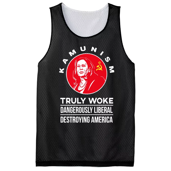 Kamunism Truly Woke Dangerously Liberal Destroying America Mesh Reversible Basketball Jersey Tank