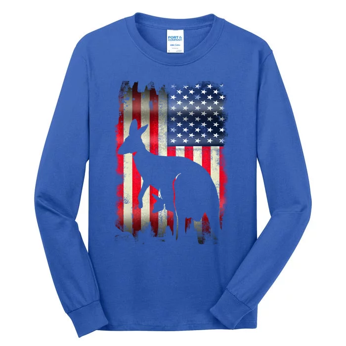 Kangaroo Usa American Flag 4th Of July Patriotic Gift Tall Long Sleeve T-Shirt