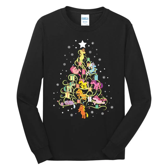 Kids Unicorn Christmas Tree Cute Unicorns Holiday Decor Tall Long Sleeve T-Shirt