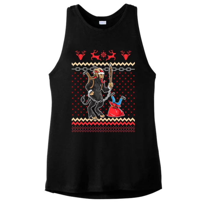 Krampus Ugly Christmas Day Horror Humor Funny Funny Gift Ladies Tri-Blend Wicking Tank