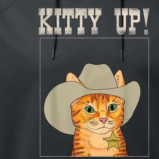 Kitty Up! Cowboy Cat Western Kitten Performance Fleece Hoodie