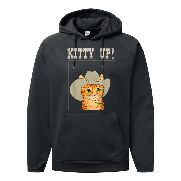 Kitty Up! Cowboy Cat Western Kitten Performance Fleece Hoodie