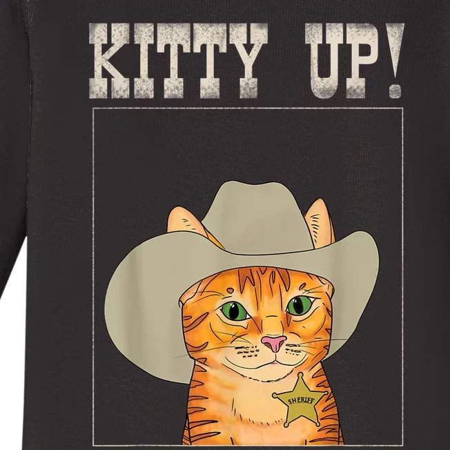 Kitty Up! Cowboy Cat Western Kitten Baby Long Sleeve Bodysuit