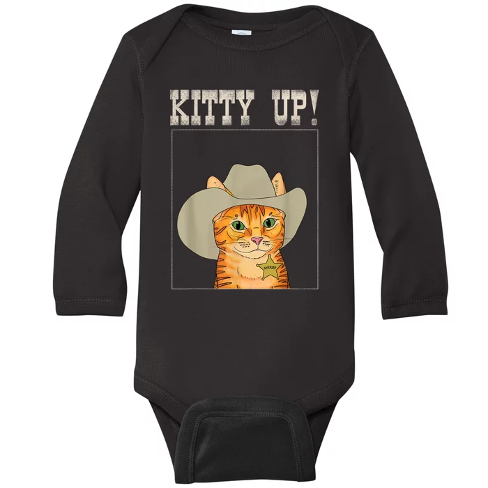 Kitty Up! Cowboy Cat Western Kitten Baby Long Sleeve Bodysuit