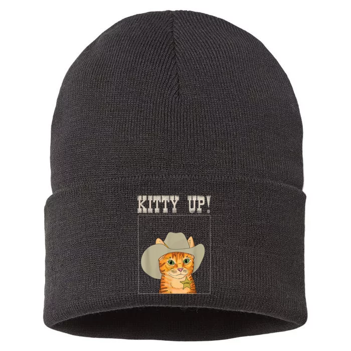 Kitty Up! Cowboy Cat Western Kitten Sustainable Knit Beanie