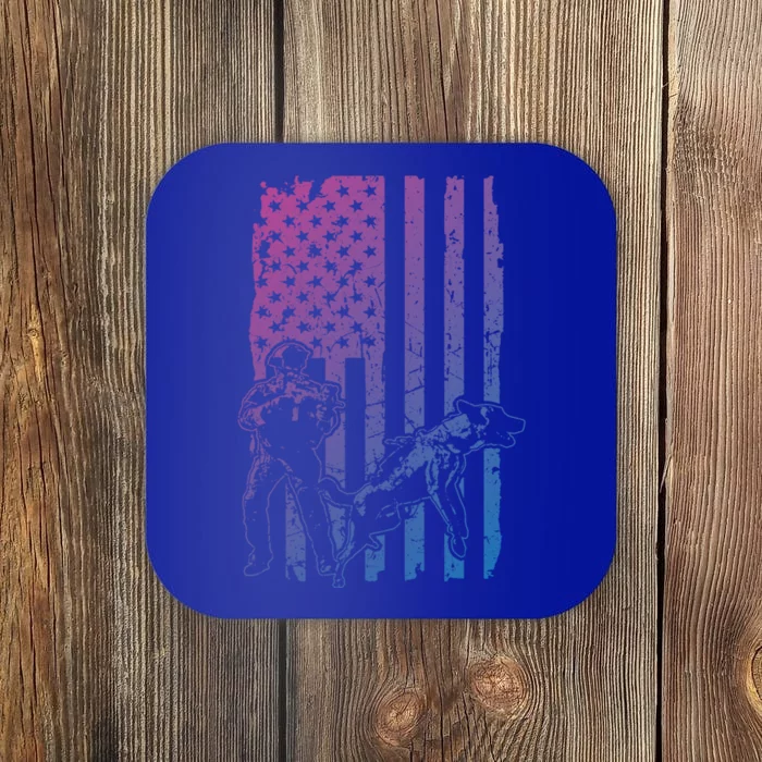 K9 Unit Dog Police Officer Army Soldier Rescue Usa Flag Gift Coaster