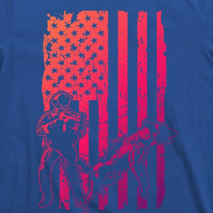 K9 Unit Dog Police Officer Army Soldier Rescue Usa Flag Gift T-Shirt