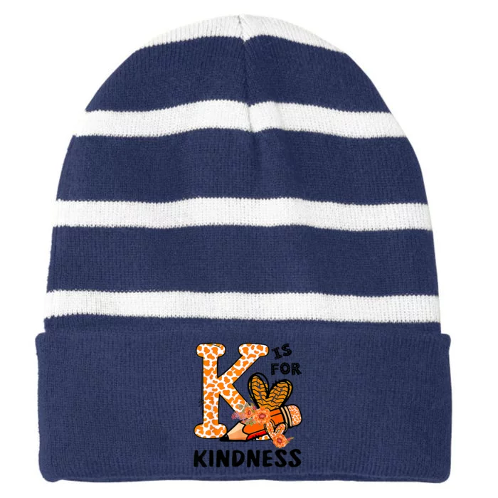 Kindness Unity Day Orange No Bullying Teachers Striped Beanie with Solid Band