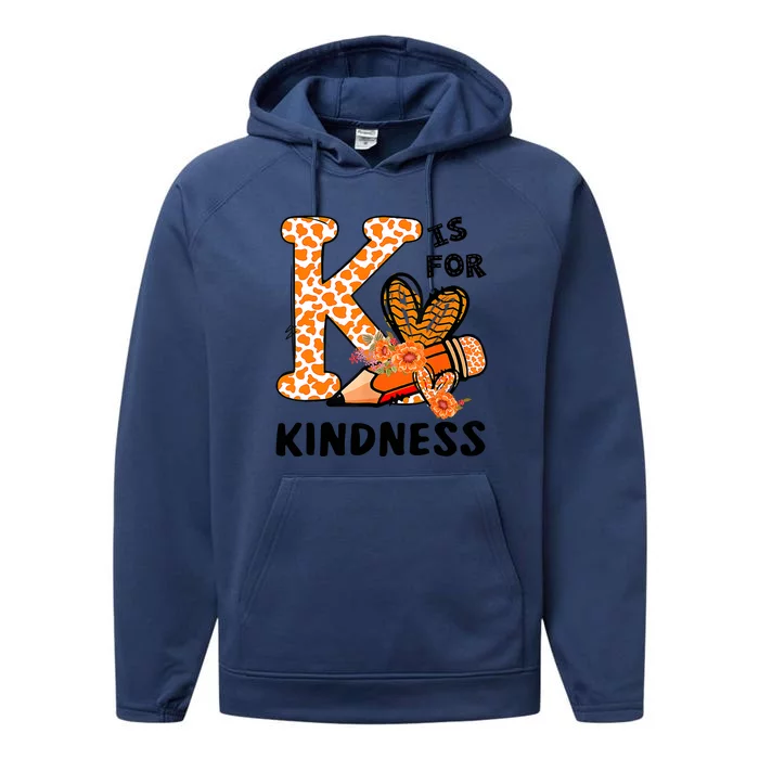 Kindness Unity Day Orange No Bullying Teachers Kids Performance Fleece Hoodie