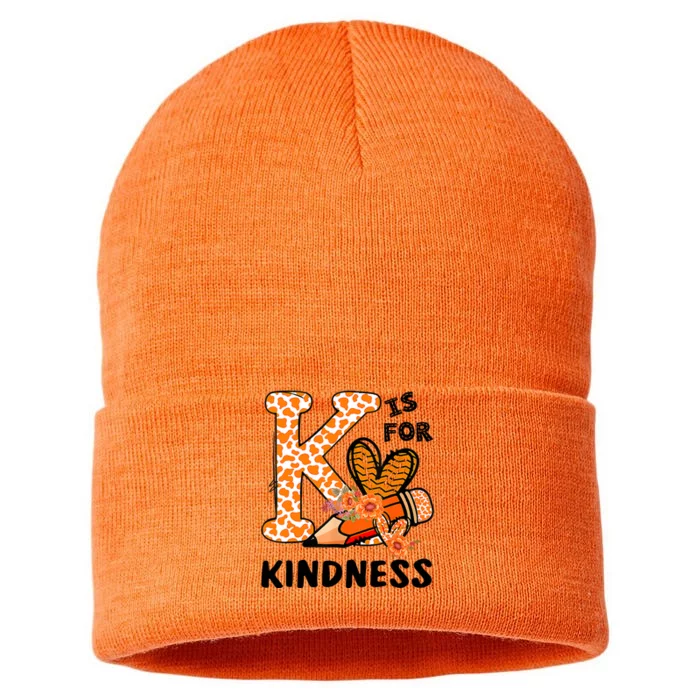 Kindness Unity Day Orange No Bullying Teachers Kids Sustainable Knit Beanie