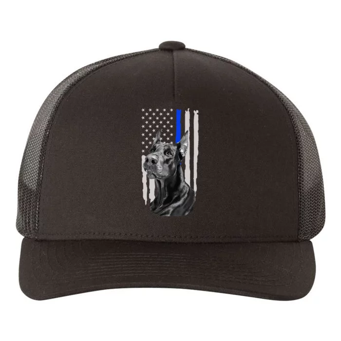 K9 Unit Doberman Police Dog Thin Blue Line Us Flag Supportor Yupoong Adult 5-Panel Trucker Hat