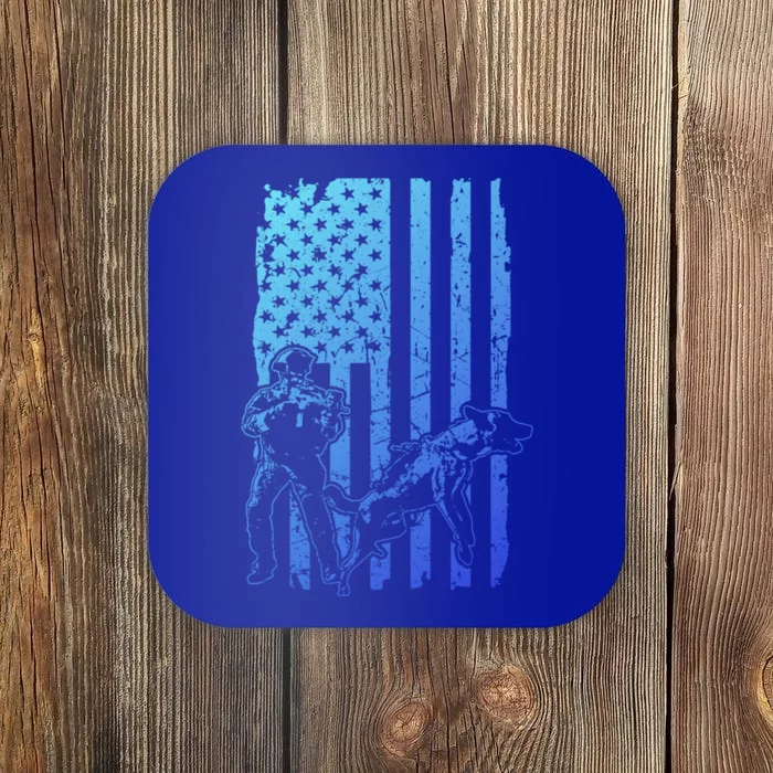 K9 Unit Dog Police Officer Army Soldier Rescue Usa Flag Gift Coaster