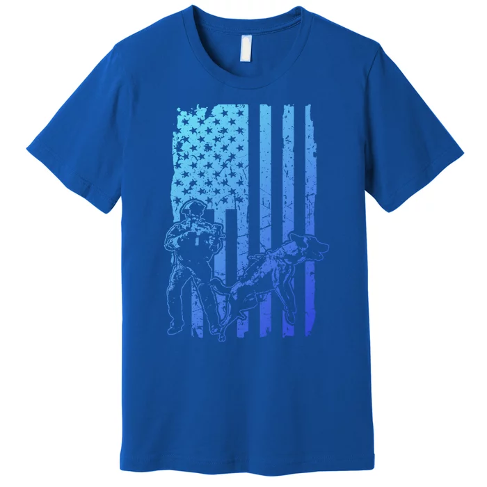 K9 Unit Dog Police Officer Army Soldier Rescue Usa Flag Gift Premium T-Shirt