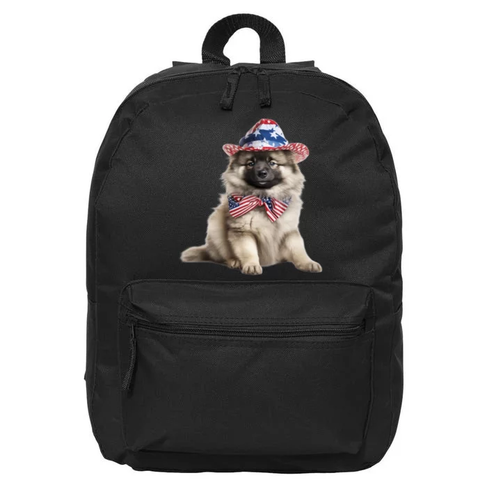 Keeshond USA Flag American Dogs Patriotic 4th Of July 16 in Basic Backpack