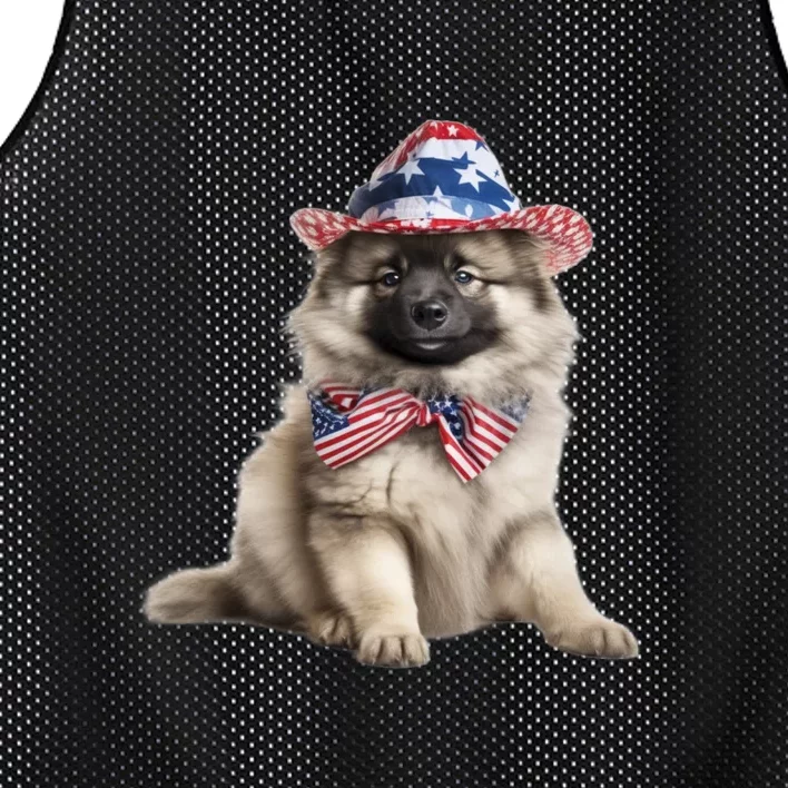 Keeshond USA Flag American Dogs Patriotic 4th Of July Mesh Reversible Basketball Jersey Tank