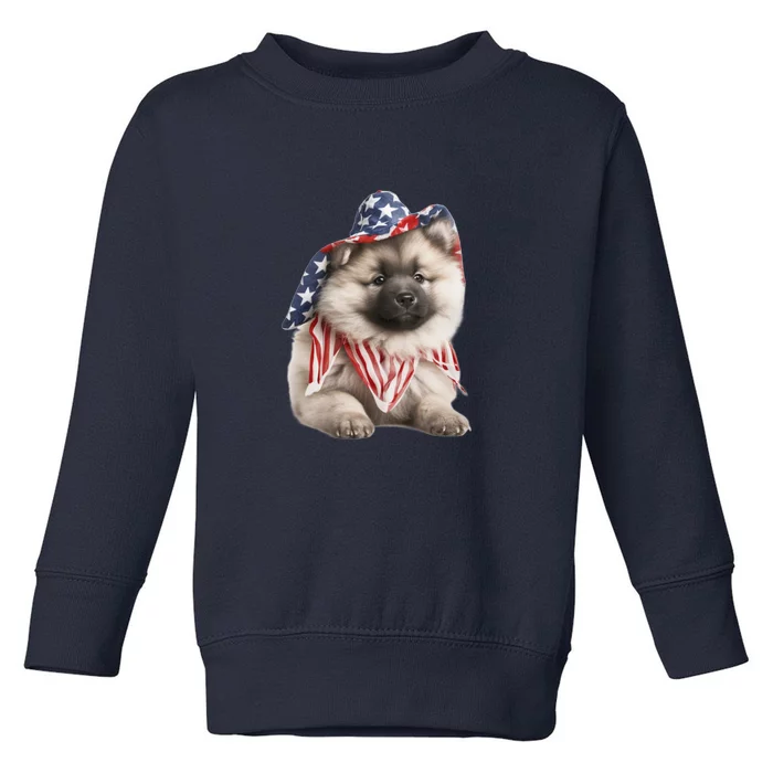 Keeshond USA Flag American Dogs Patriotic 4th Of July Toddler Sweatshirt