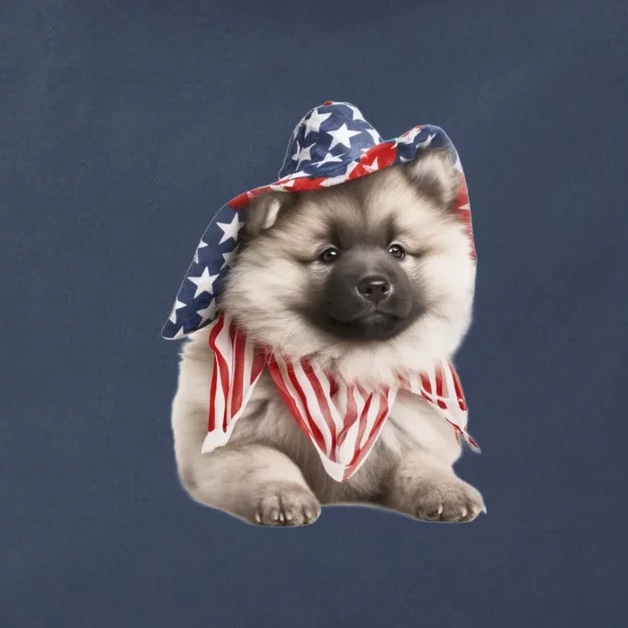 Keeshond USA Flag American Dogs Patriotic 4th Of July Zip Tote Bag