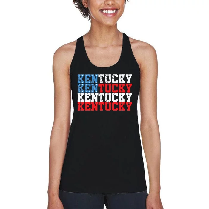 Kentucky Usa Flag 4th Of July Fourth American Vintage Women's Racerback Tank