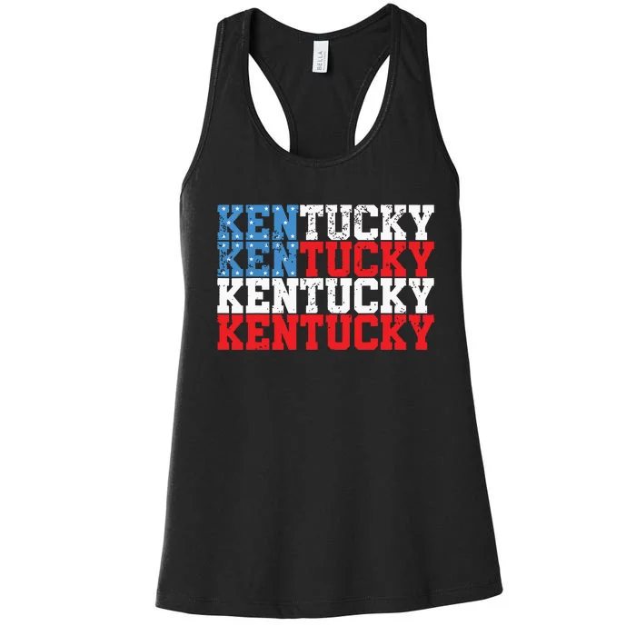 Kentucky Usa Flag 4th Of July Fourth American Vintage Women's Racerback Tank