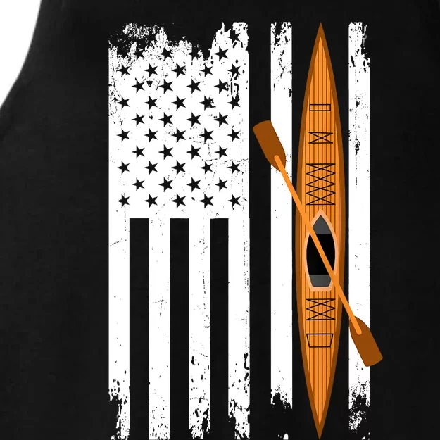 Kayak Us Flag Kayaking Outdoor Adventurer Athletic Kayaker Ladies Tri-Blend Wicking Tank