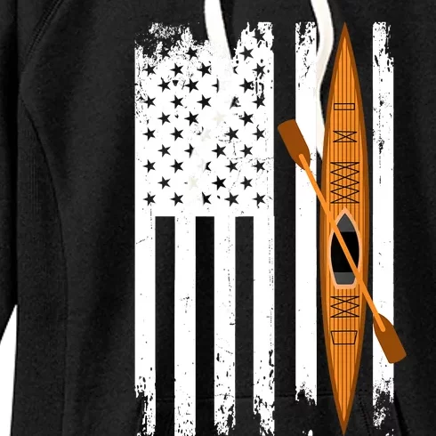 Kayak Us Flag Kayaking Outdoor Adventurer Athletic Kayaker Women's Fleece Hoodie