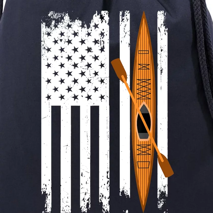 Kayak Us Flag Kayaking Outdoor Adventurer Athletic Kayaker Drawstring Bag