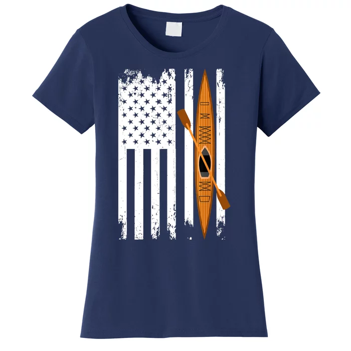 Kayak Us Flag Kayaking Outdoor Adventurer Athletic Kayaker Women's T-Shirt